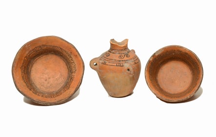 Three Pre Columbian Post Classic  Aztec Pottery Vessels