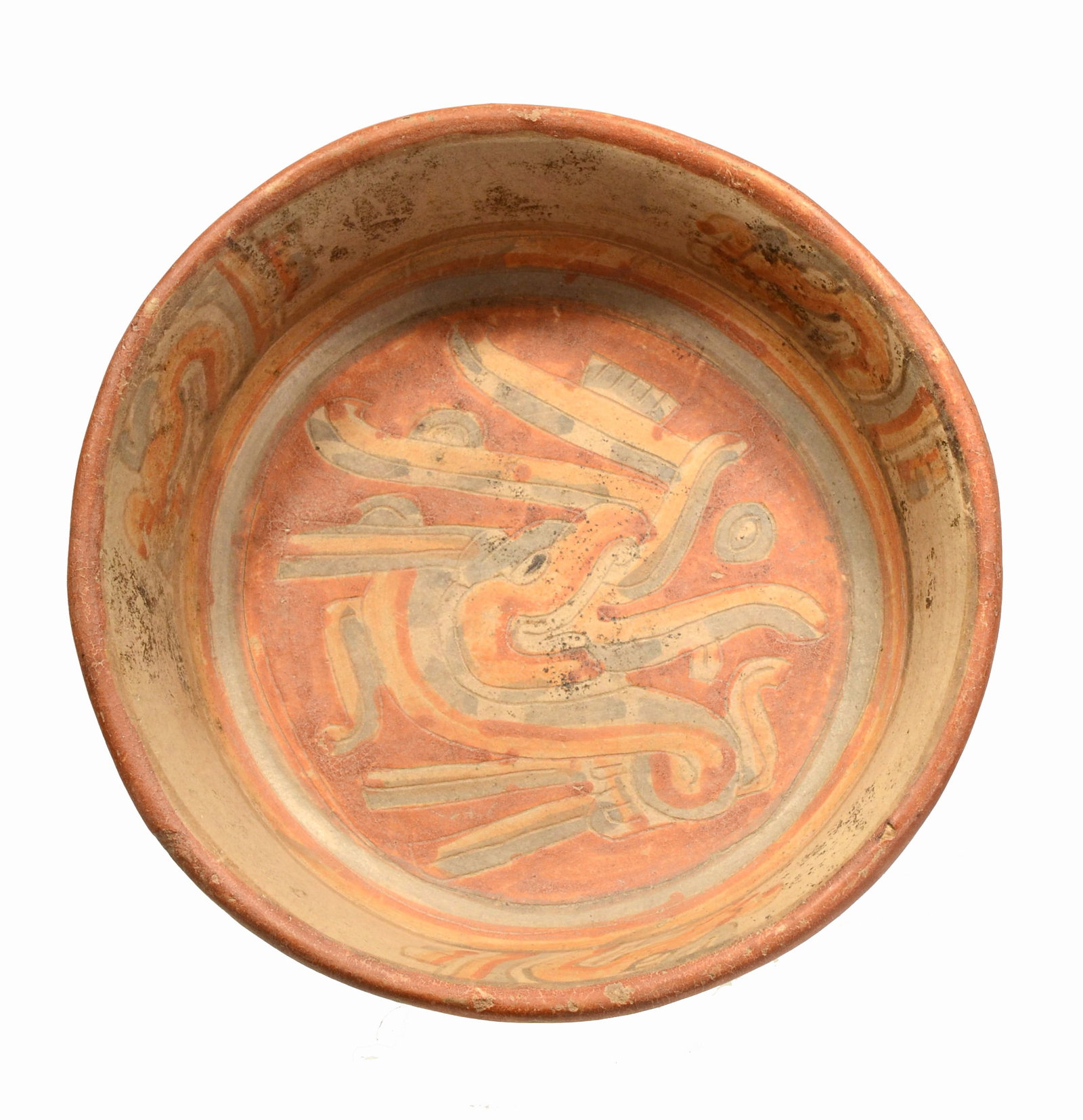 Pre Columbian Mixtec Pottery Polychrome Serpent Bowl (1 of 5)