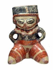 Pre Columbian Costa Rican Polychrome Pottery Effigy Figure