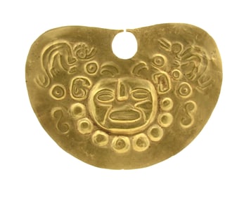 Provenanced Pre Columbian Vicus Hammered Gold Nose Ornament 11grams of 18.5k ancient gold