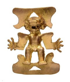 Pre-Columbian Chiriqui Gold Shaman in Transformation Pendant