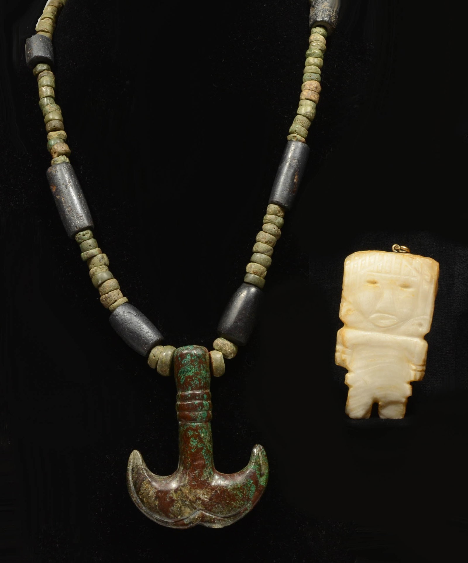 Pre-Columbian Tairona Stone Bead Necklace & Shell Pendant (2) (1 of 6)