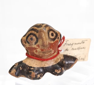 Pre-Columbian Costa Rican Diquis Polychrome Anthropomorphic Head