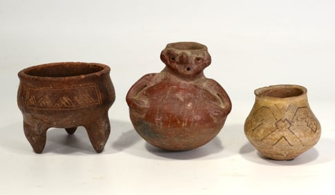 Three Ancient Ethnographic Pottery Bowls