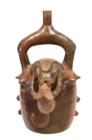 Pre Columbian Viru Maranon Animal Captured Stirrup Vessel