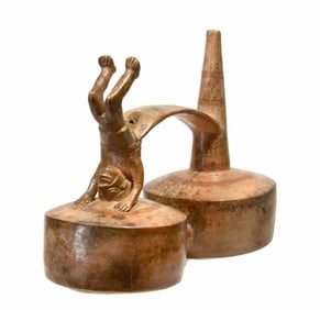 Pre-Columbian Lambayeque  Double Lobed Acrobat vessel