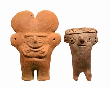 Pre-Columbian Moche & Viru  Pottery Standing Figures