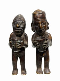 Post Inca  Bronze Pair Standing Figures
