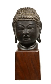 Chinese Wood Head of Buddha