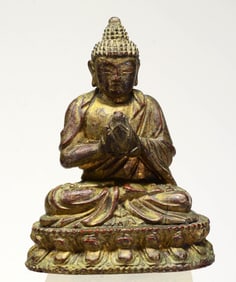 Chinese Gilt Wood Seated Buddha Statue