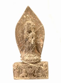 Carved Stone Stele of a Standing Bodhisattva, in the Style of Chinese Buddhist Sculpture