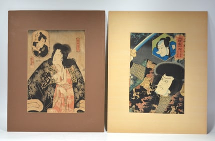 Two Edo-Period Kabuki Prints by Utagawa Kunisada and Utagawa Kuniyoshi