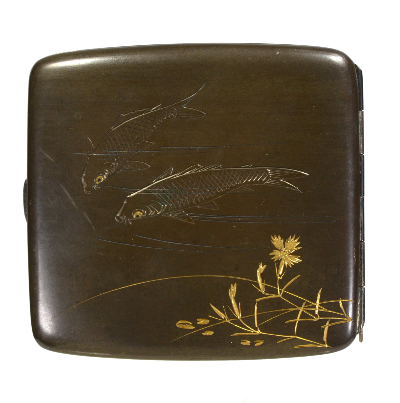 Japanese Meiji Period Mixed-Metal Cigarette Case, Signed Kohtei, Circa 1890-1910 (1 of 5)