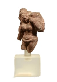 Small Medieval Indian Pink Sandstone Female Yakshi
