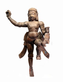 Sizeable Indian Wood Standing Protective Deity