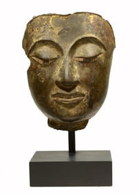 Fine Early Thai Gilt Bronze Head of Buddha