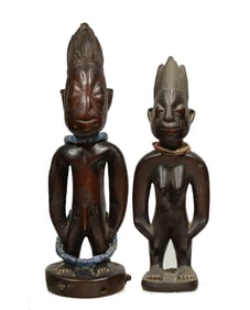 African Yoruba Wood Carved Ibeji Figures (2)