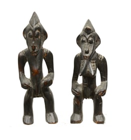 African Senufo Wood Carved Tugu Bele Figures