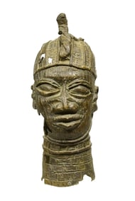 African Benin Commeritive Bronze Cast Head