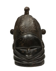 African Mende Sowei Sande Society Bundu Helmet Mask