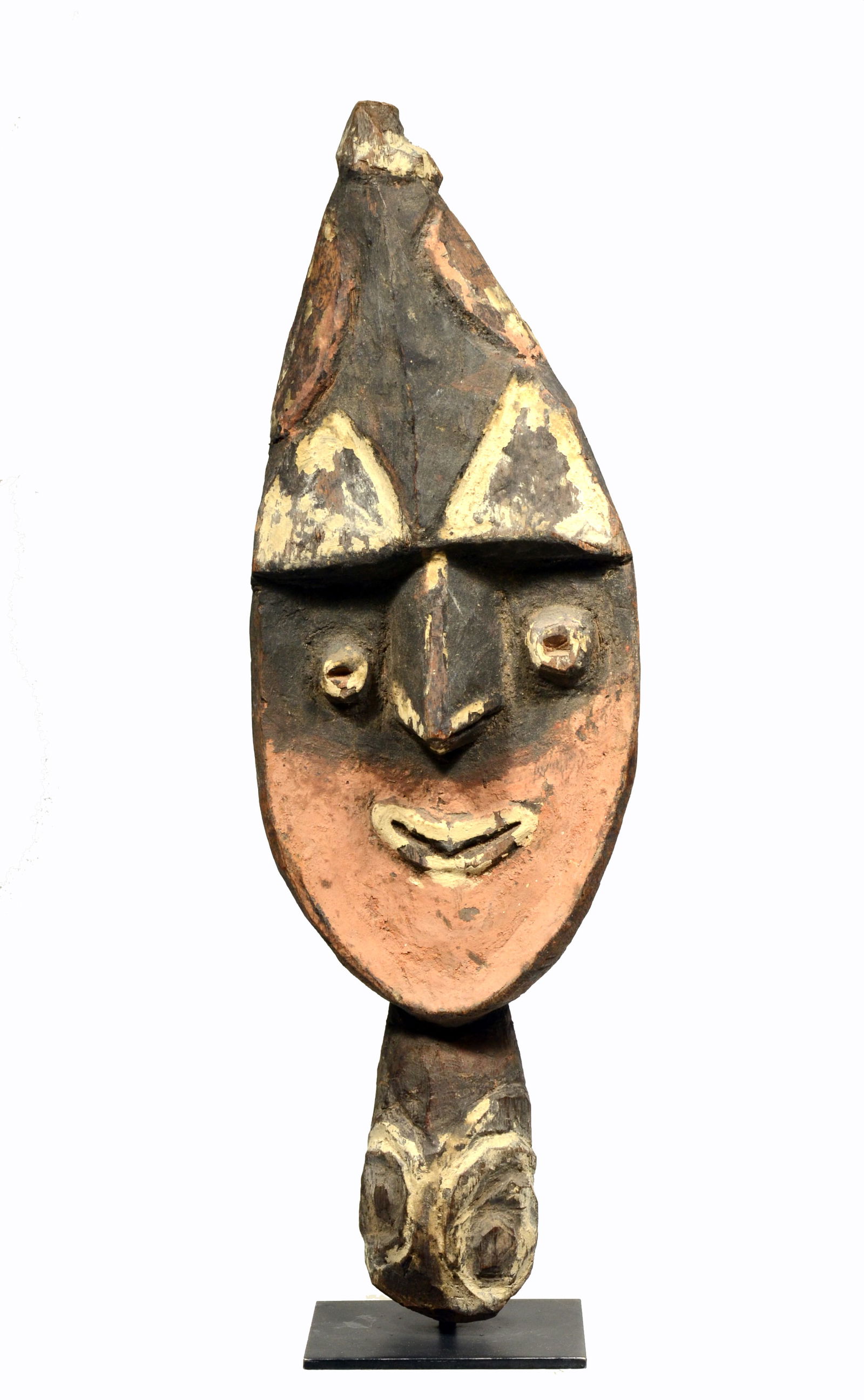 Yena, sculpture for yam harvest, Kwoma people, Papua New Guinea: Yena, sculpture for yam harvest, Kwoma people, Papua new Guinea early to mid-20th century. Carved wood totemic figure of elongated abstracted form, with archaic features. Identified by Nicolas CORIGLI