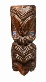 Vintage Maori Wood Post with Inlaid eyes