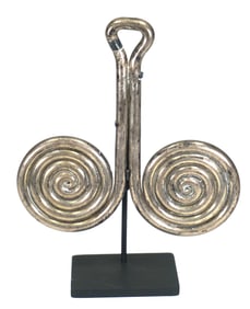 Karo Batak Silvered Brass Spiraled Ear Ornament