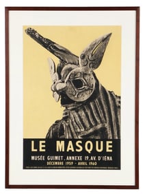 Mid Cent French Tribal Theme Museum lithograph  titled: Le Masque