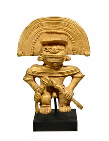 Tairona Style Gilt Tumbaga Standing Shaman Warrior