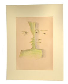 "Profiles" lithograph enhanced in color, signed Jean Cocteau and numbered, paperwork included