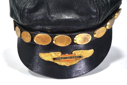 1950s Hog Harley Davidson Leather Captain's Cap