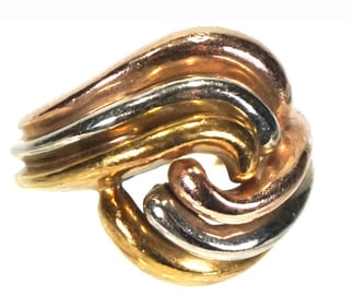 14k solid gold knot twist ring in yellow, white and rose gold