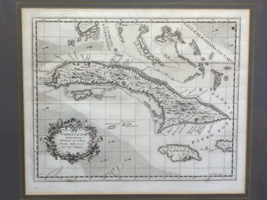 1763 Map of Cuba by Giuseppe Maria Terreni