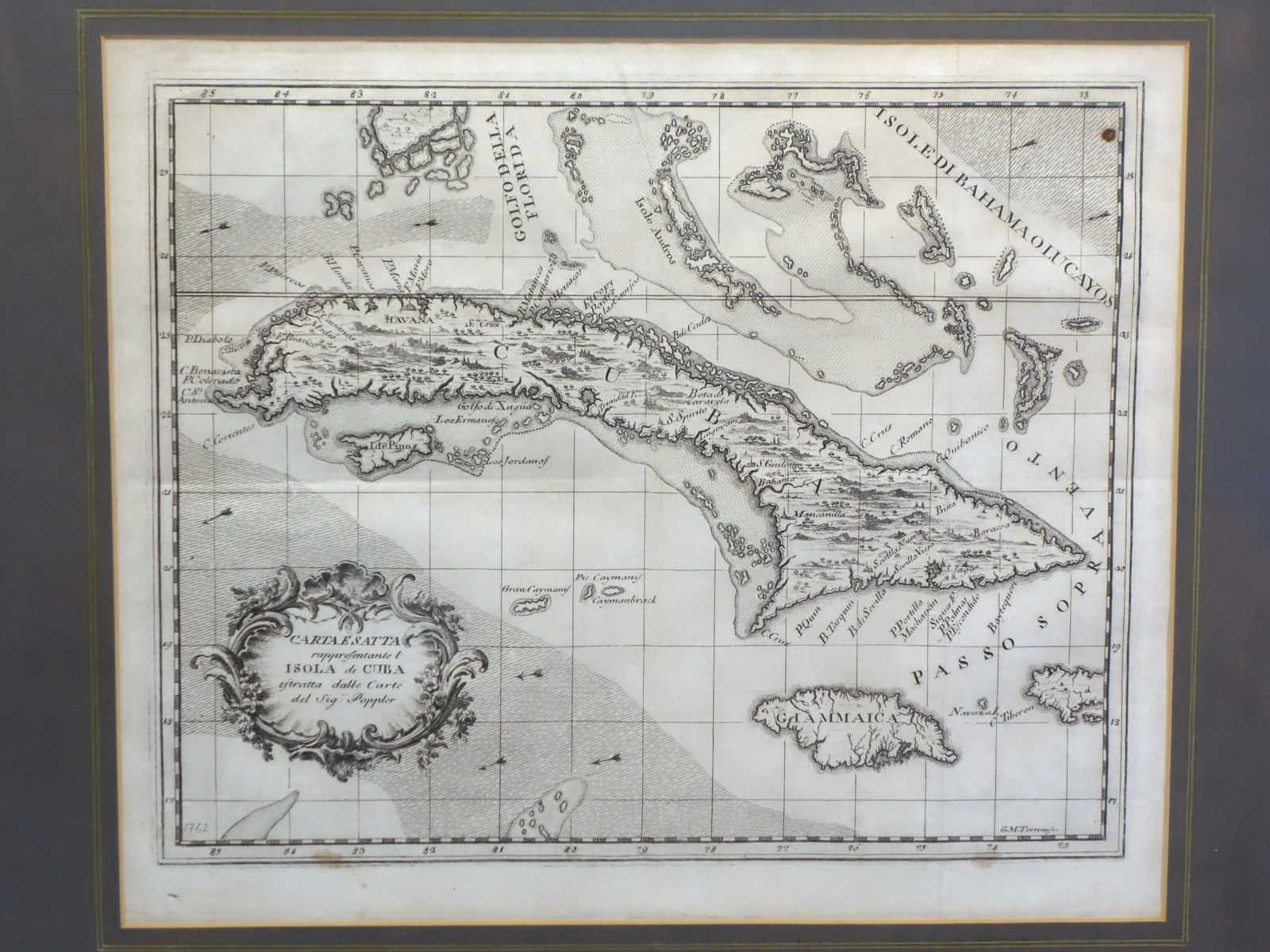 1763 Map of Cuba by Giuseppe Maria Terreni (1 of 4)