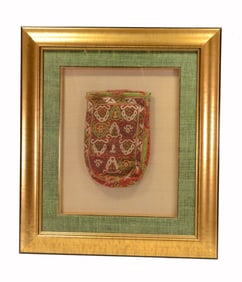 Framed Antique Central Asian Embroidered Textile Bag