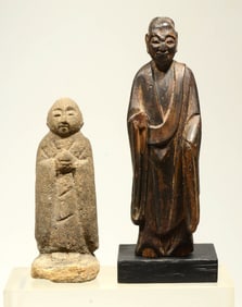Pair of Japanese Standing Buddhist Figures