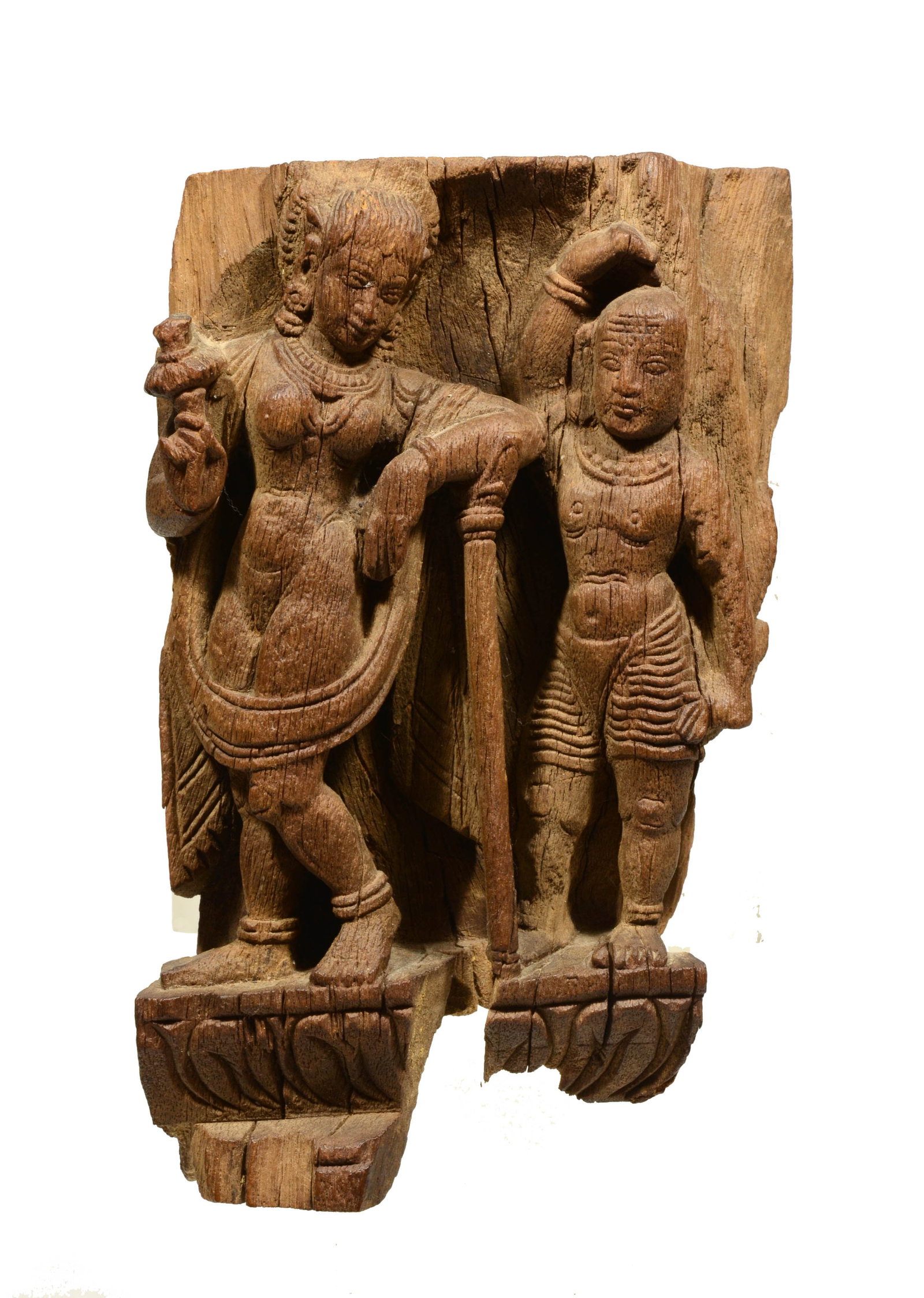Indian Wood Figural Shrine Panel Fragment (1 of 3)