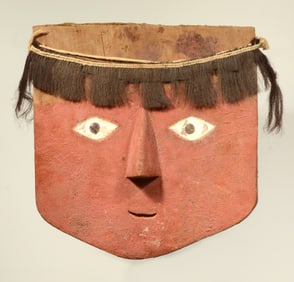 Pre-Columbian Chancay Wood Red Face Mask