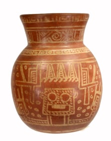 Pre-Columbian Mixtec Pottery Bichrome Modern Art Like Olla Vessel