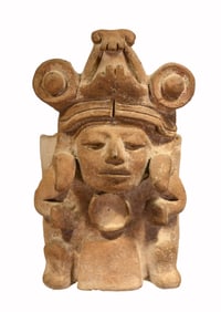 Zapotec Seated Deity Figural Urn