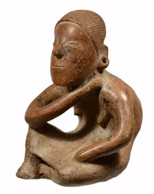 Pre-Columbian Fine Colima Comala Pottery Seated Female