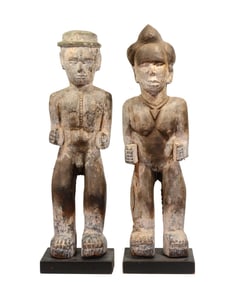 Tribal African Igbo Wood Ancestor Male & Female Ancestor Couple