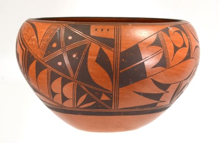 Hopi Tewa Bichrome Black on Red Bowl by Kathleen Poleahla