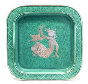 Wilhelm Kåge Gustavsberg Argenta Large Square Tray, 1952, Shape 1196