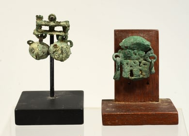 Pre Columbian Pair Moche and Chimu Bronze Appliques