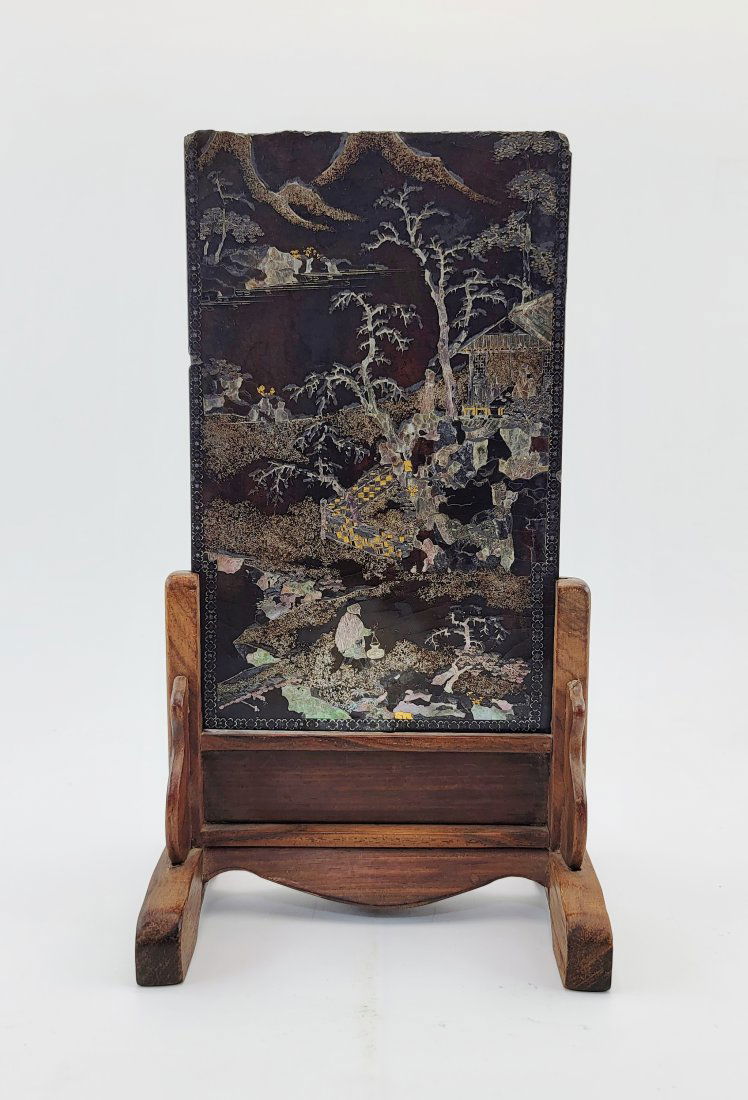Chinese Antique Table Screen/明代貝母嵌大漆板 (1 of 10)