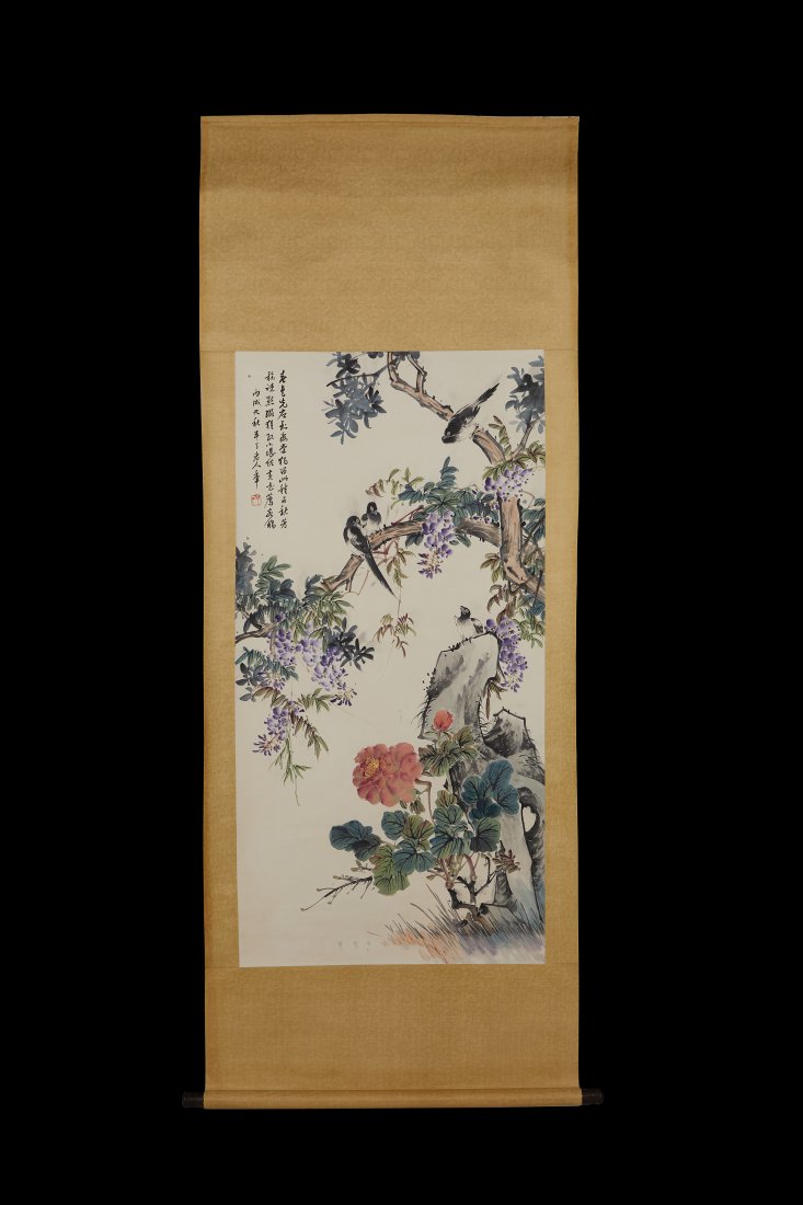 Chinese Scroll Painting "Flower and Bird" / By Chen BanDing/陳半丁畫作 (1 of 9)