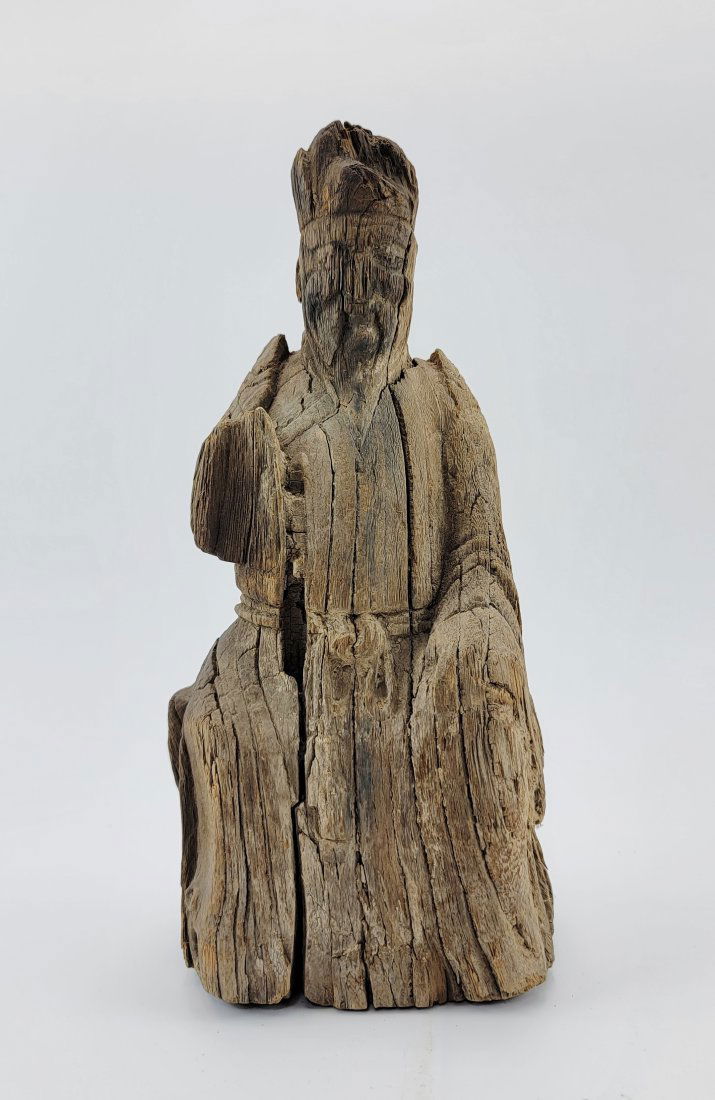 Chinese Antique Buddhist Wood Figur Heaven Official/明代天官木像 (1 of 9)