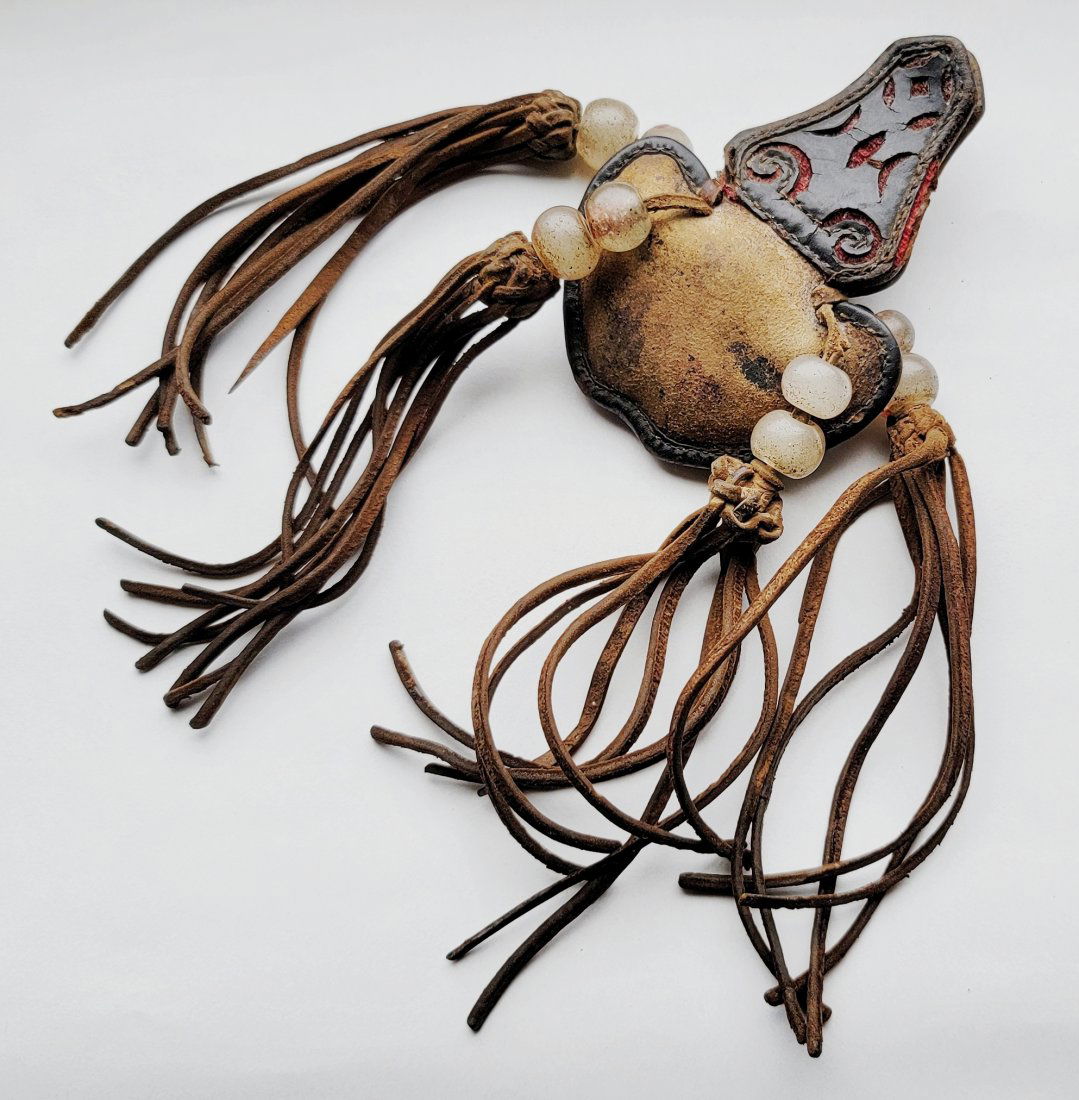 Chinese Antique Leather Purse / Perfume Pouche/清代皮質荷包 (1 of 6)