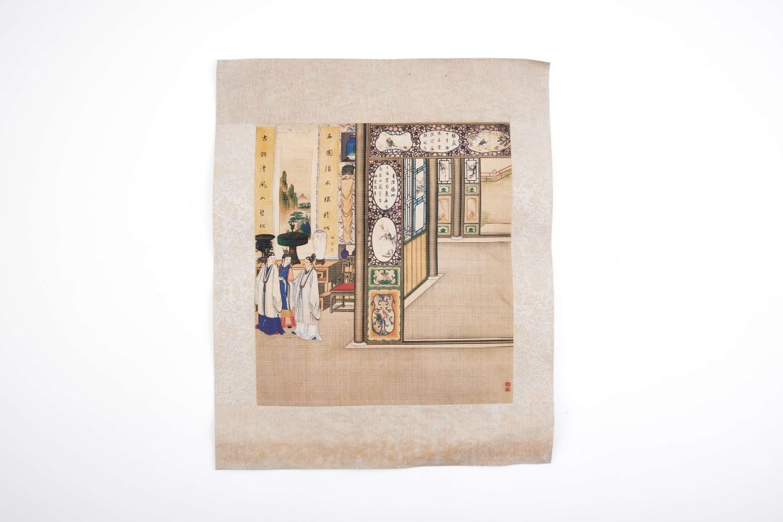Two Chinese Antique Paintings/清代工筆畫兩張: Two Chinese antique meticulous paintings on silk,19th. Outline: 36 x 29.5 cm, picture:25 x 22 cm.